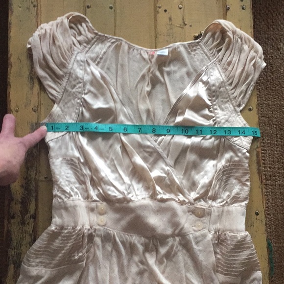 ANTHROPOLOGIE ODILLE STRETCH BLUSH CREAM WRAP TOP BOHO TOP FEMININE BLOUSE S - Picture 12 of 16